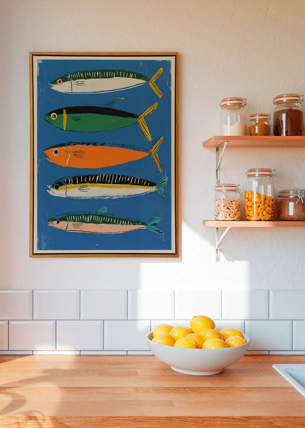 Køkkenkunst med legende fiskeillustration – Canvas1