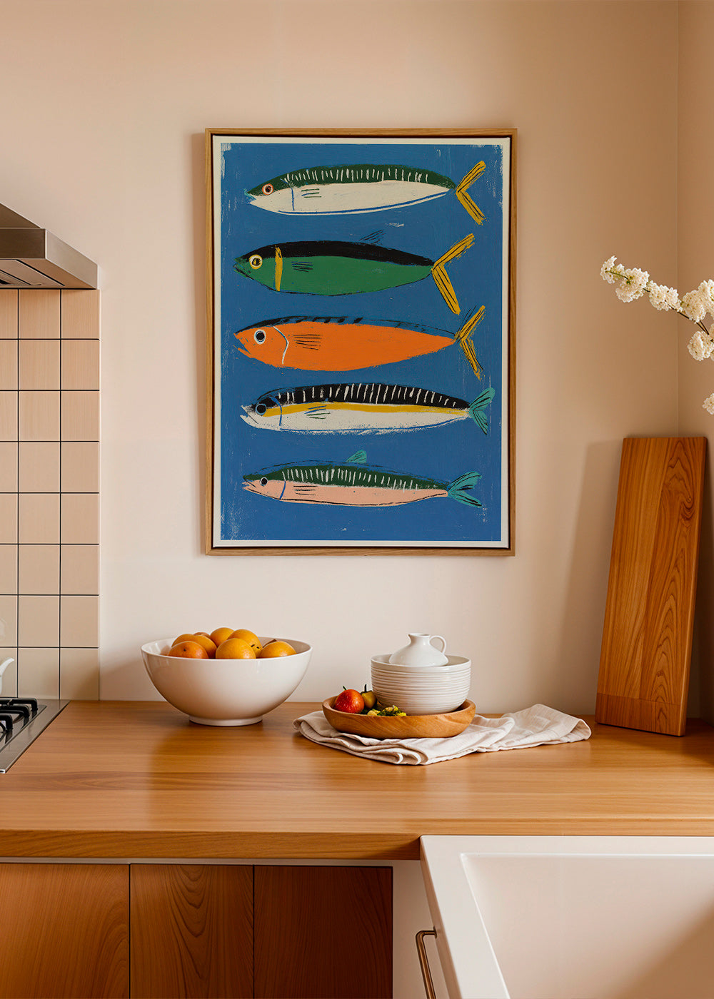 Køkkenkunst med legende fiskeillustration – Canvas2