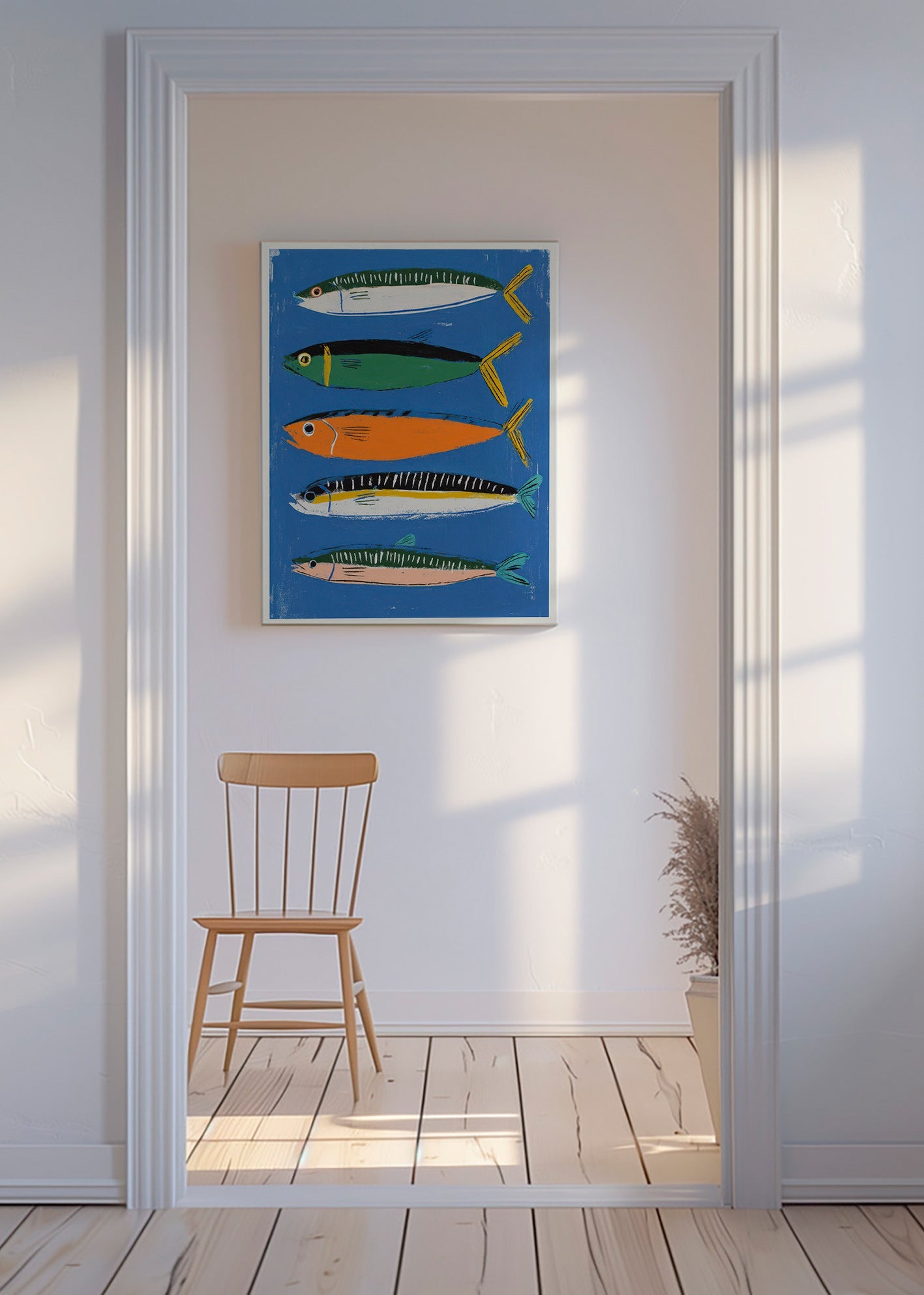 Køkkenkunst med legende fiskeillustration – Canvas