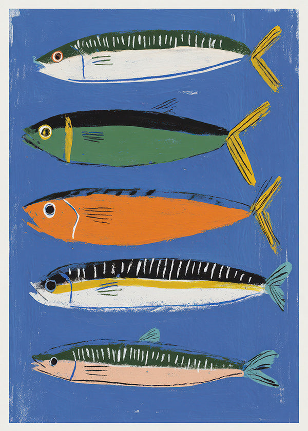 Køkkenkunst med legende fiskeillustration