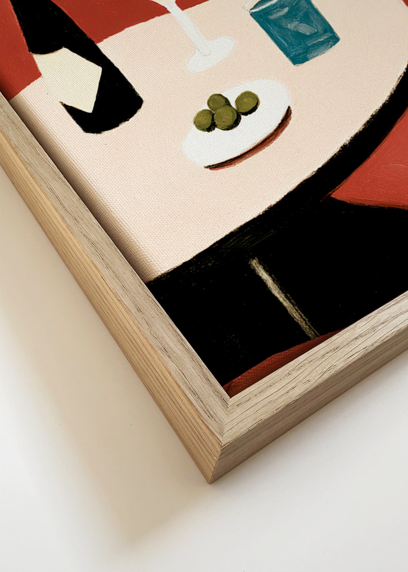 Køkkenkunst illustration af martini med oliven – Canvas detail