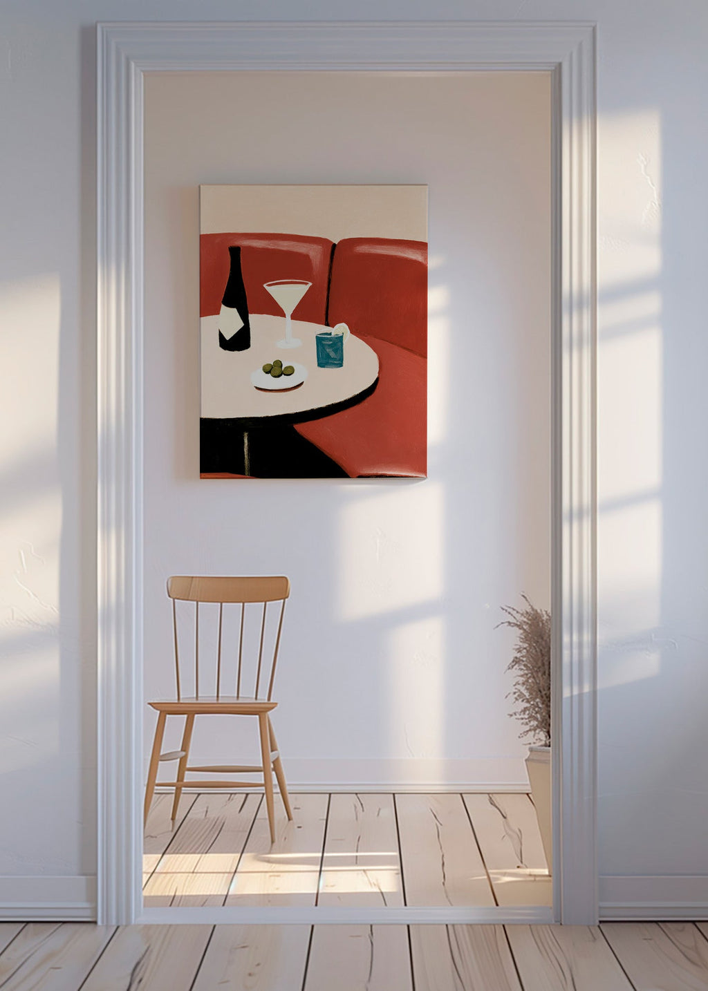 Køkkenkunst illustration af martini med oliven – Canvas