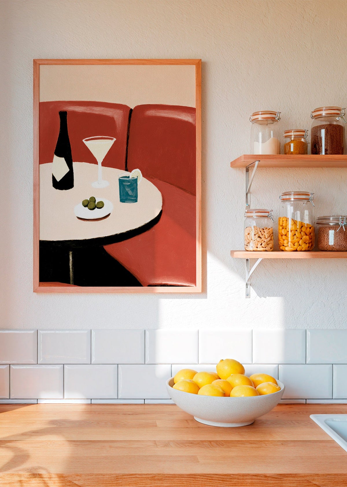 Køkkenkunst illustration af martini med oliven – Product1