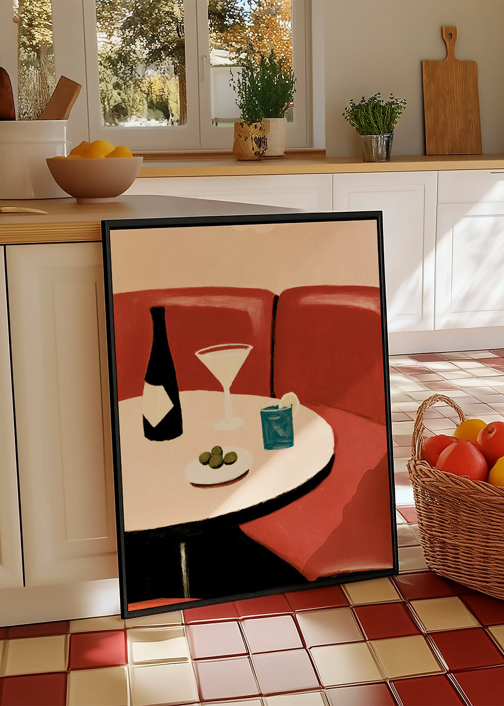 Køkkenkunst illustration af martini med oliven – Product2