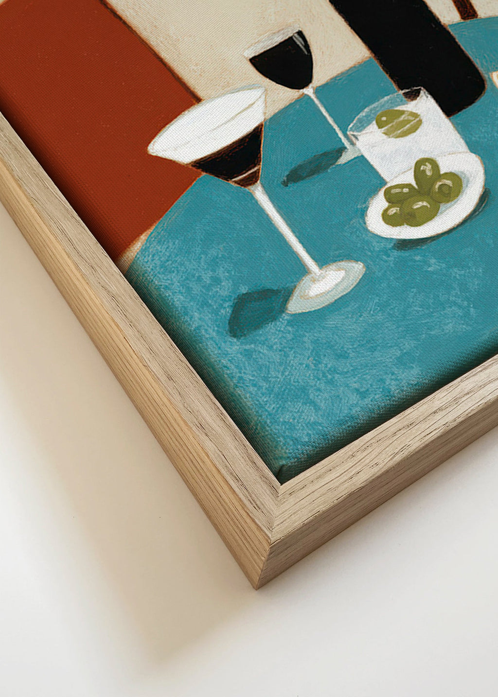 Køkkenkunst med aperitif på blå bord – Canvas detail