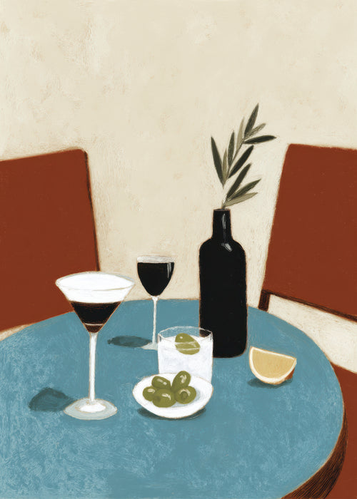 Blue Table Aperitif - Unframed art print
