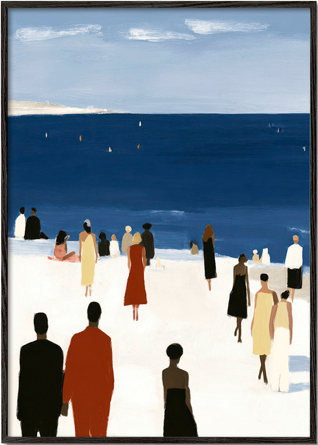Kystlandskab med figurer – Black Frame