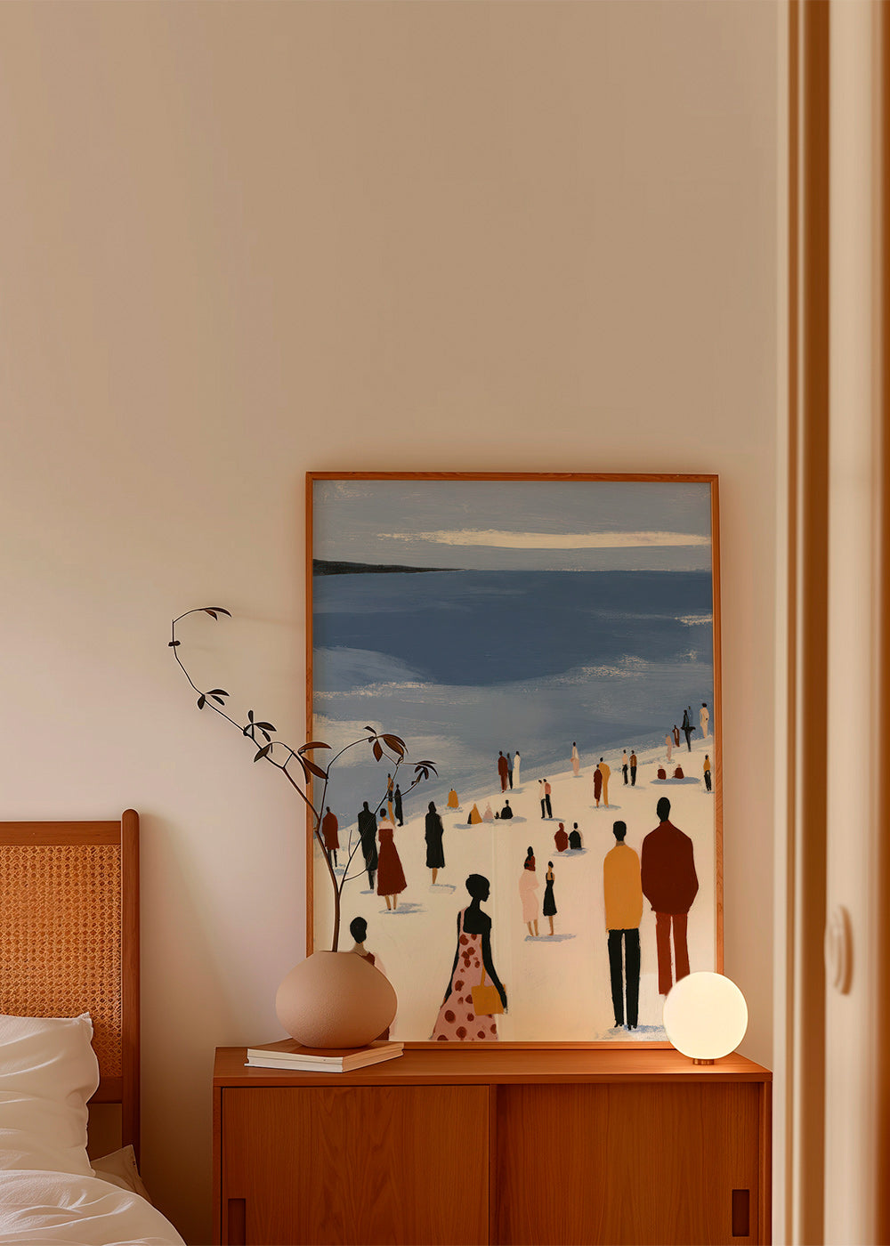 Landskabskunst: strandscene med stiliserede figurer – Product1
