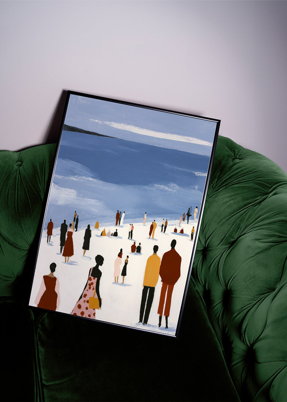 Landskabskunst: strandscene med stiliserede figurer – Product3