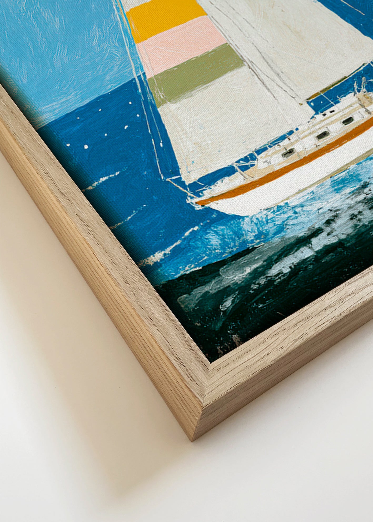 Illustration: sejlbåd med farverige sejl – Canvas detail