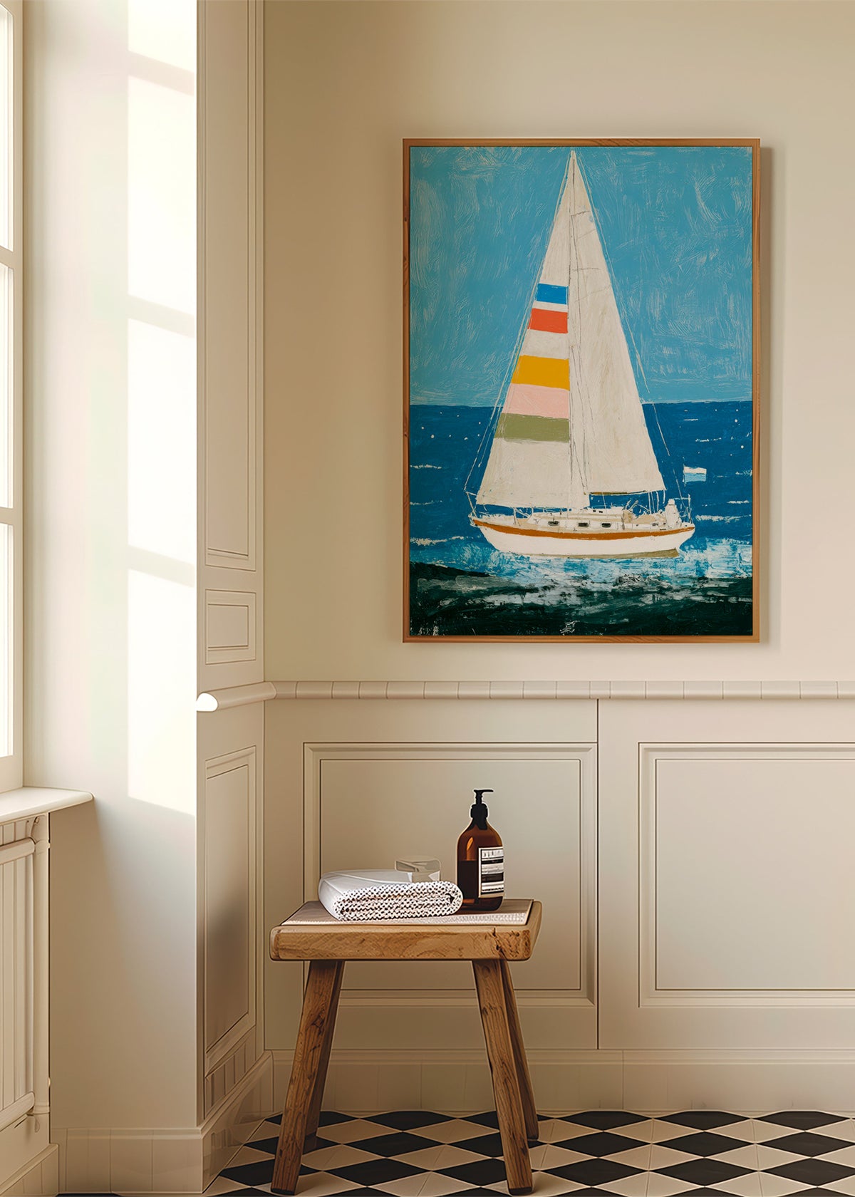Illustration: sejlbåd med farverige sejl – Product1