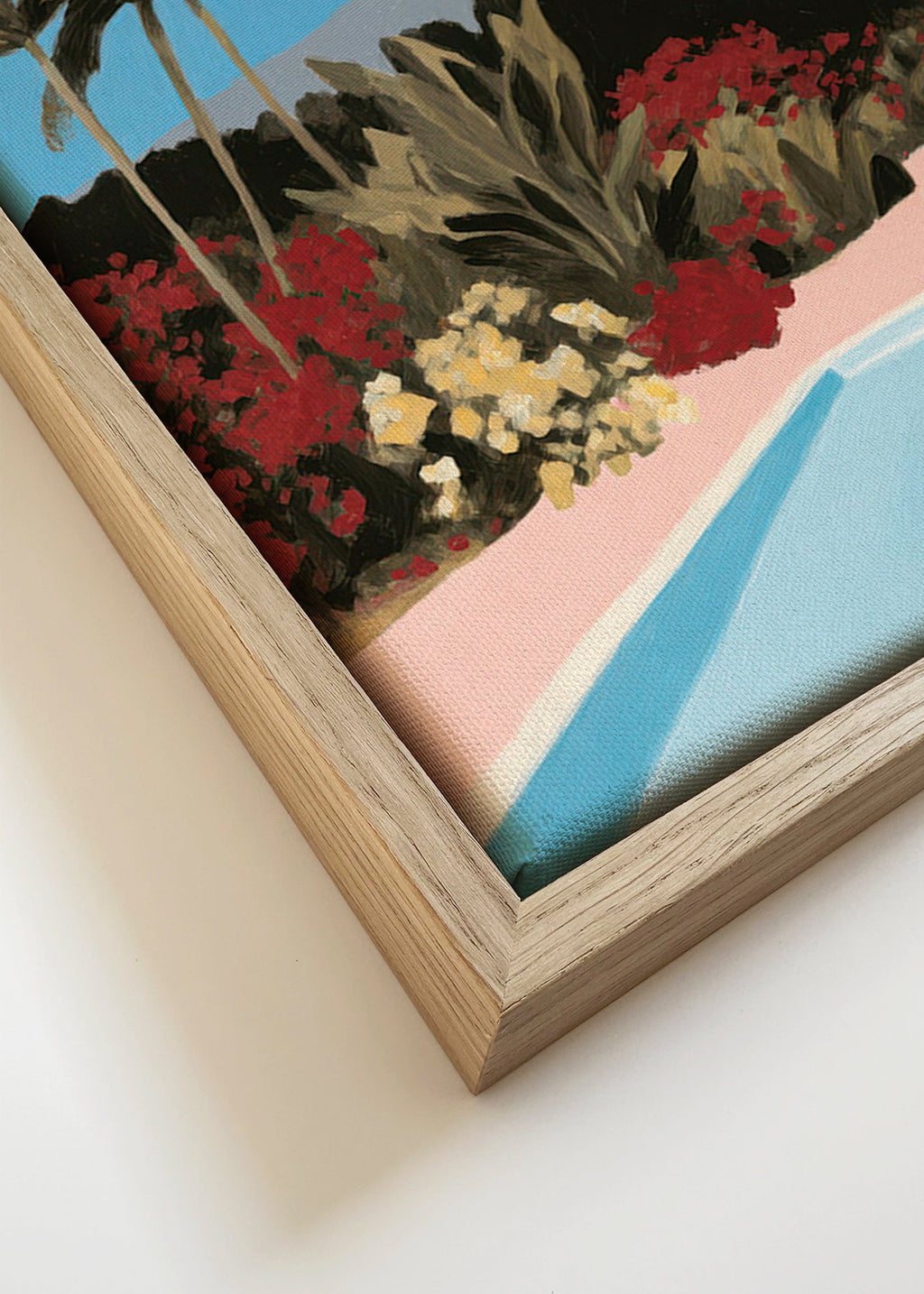 Botanisk plakat ved poolen med palmer – Canvas detail