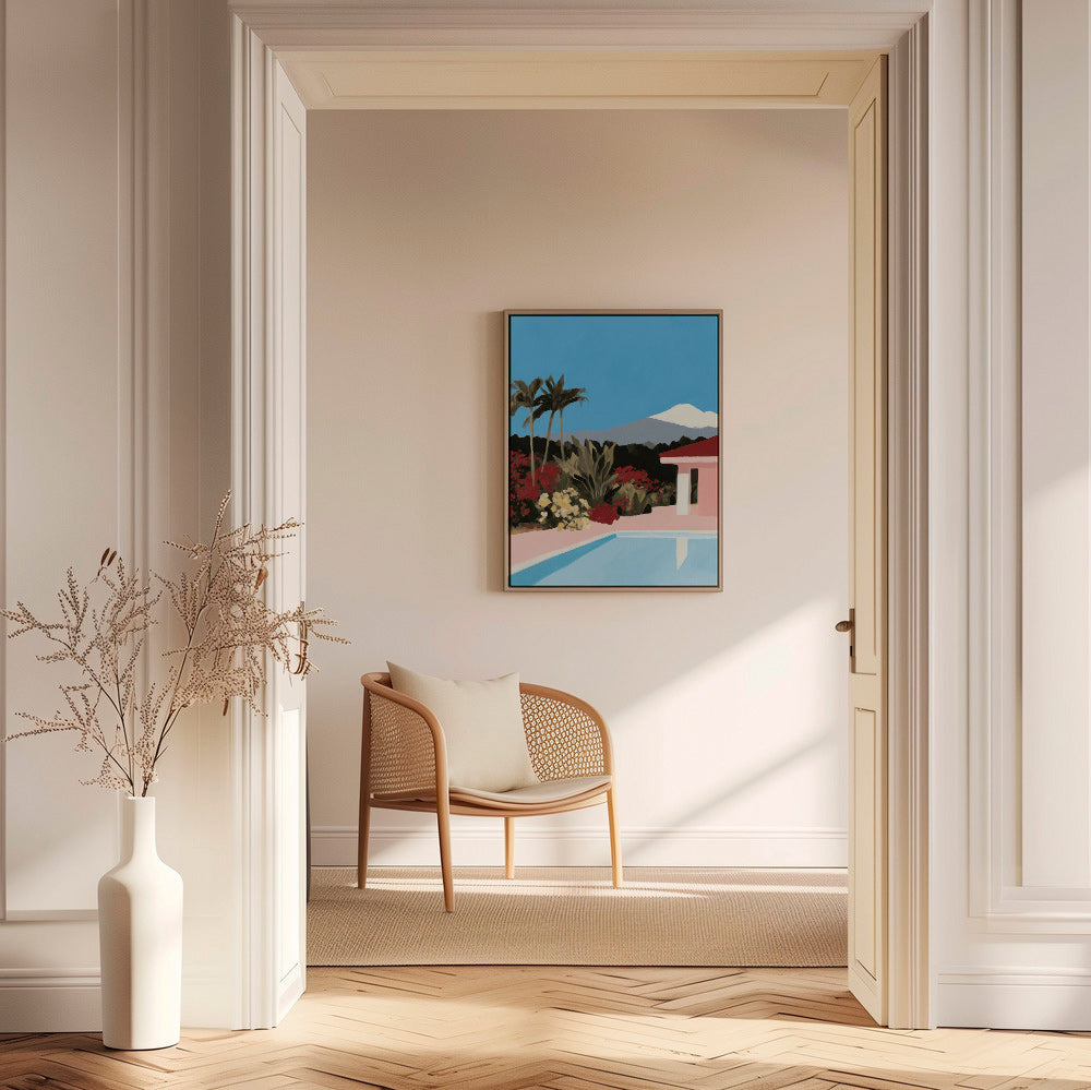 Botanisk plakat ved poolen med palmer – Canvas1