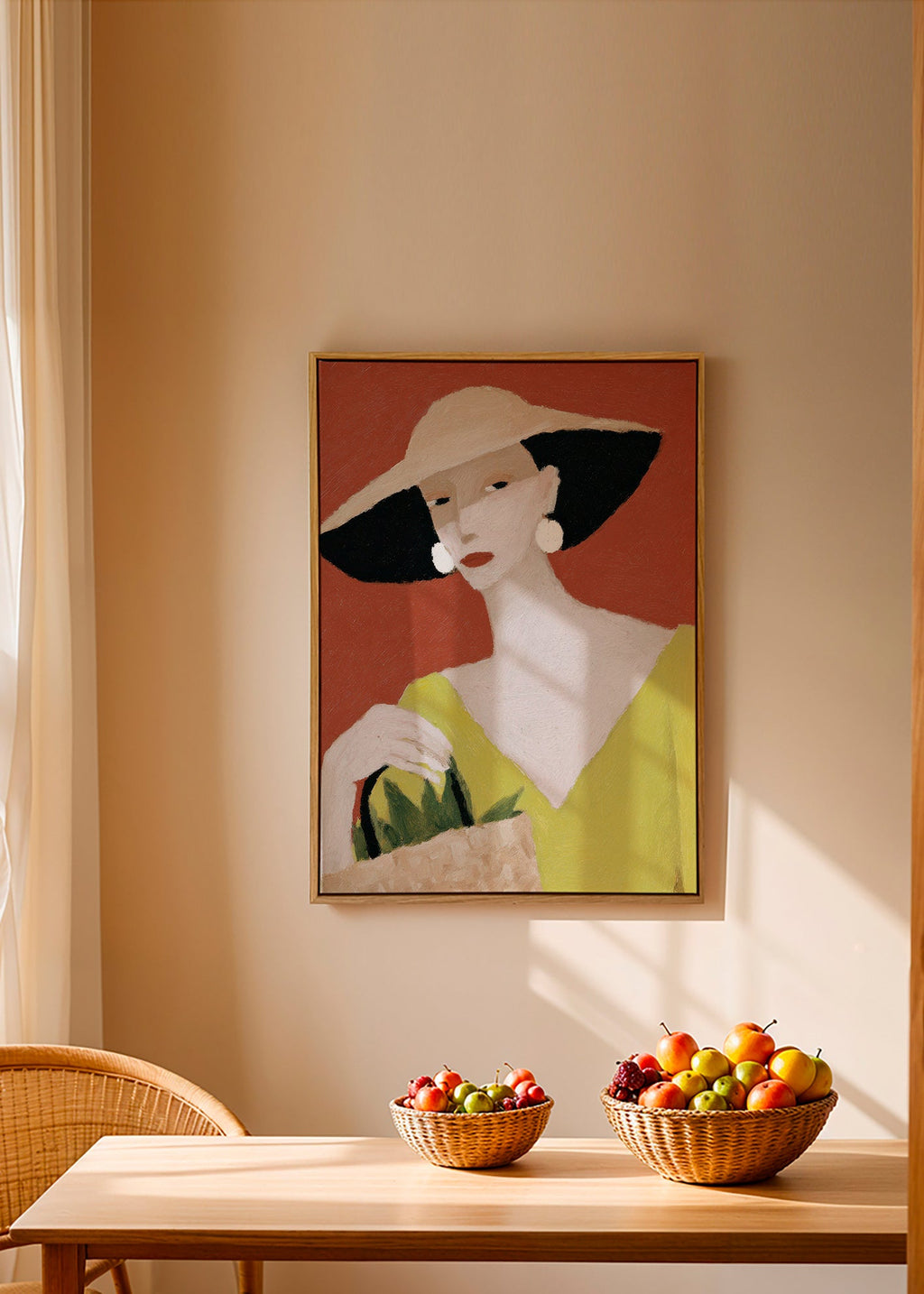 Illustration kvinde med hat og kurv – Canvas2