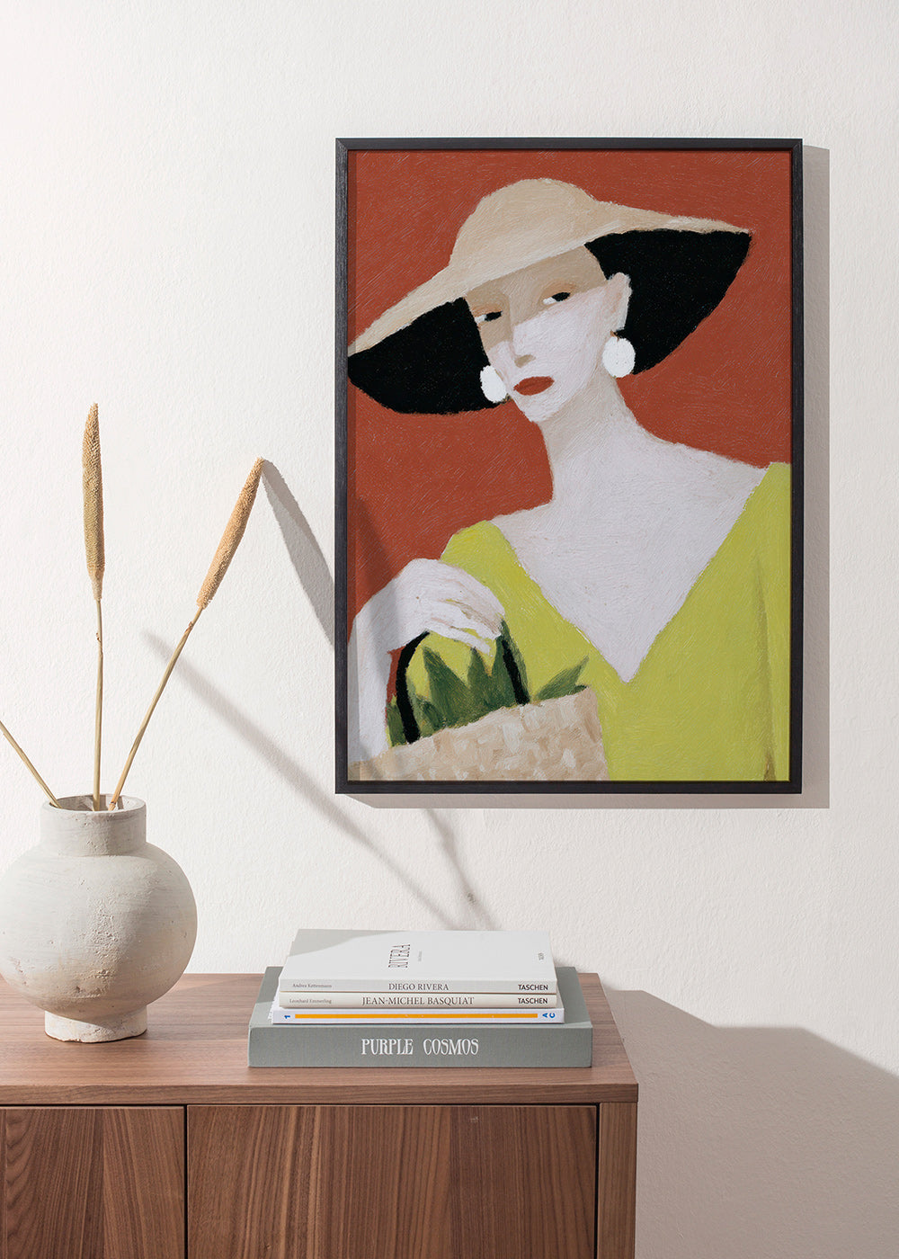 Illustration kvinde med hat og kurv – Product1