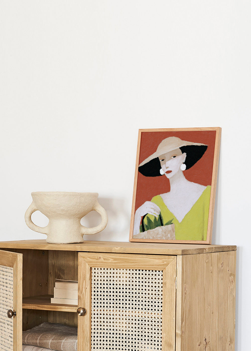 Illustration kvinde med hat og kurv – Product2