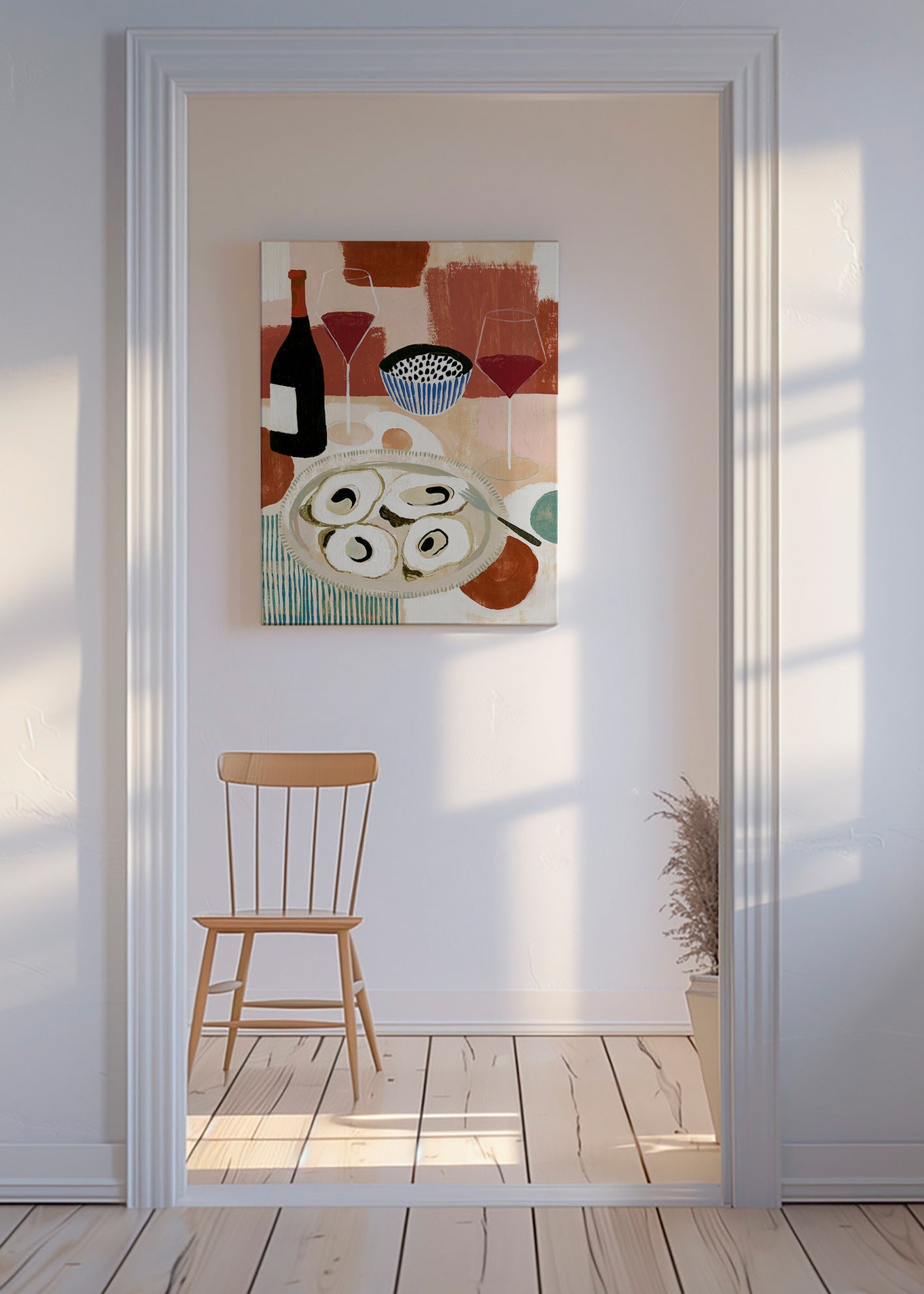 Køkkenkunst: stilleben med østers og vin
