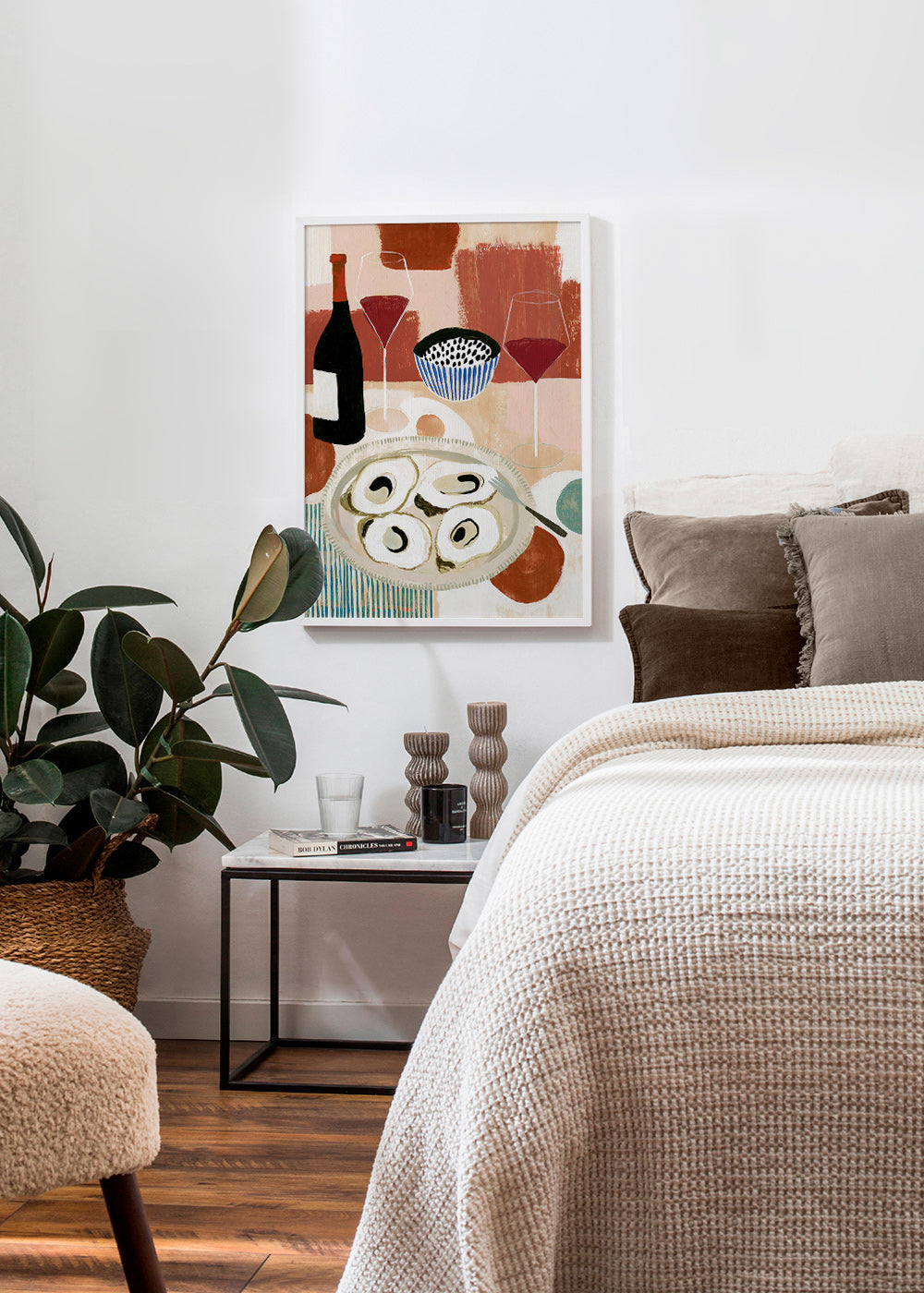 Køkkenkunst: stilleben med østers og vin