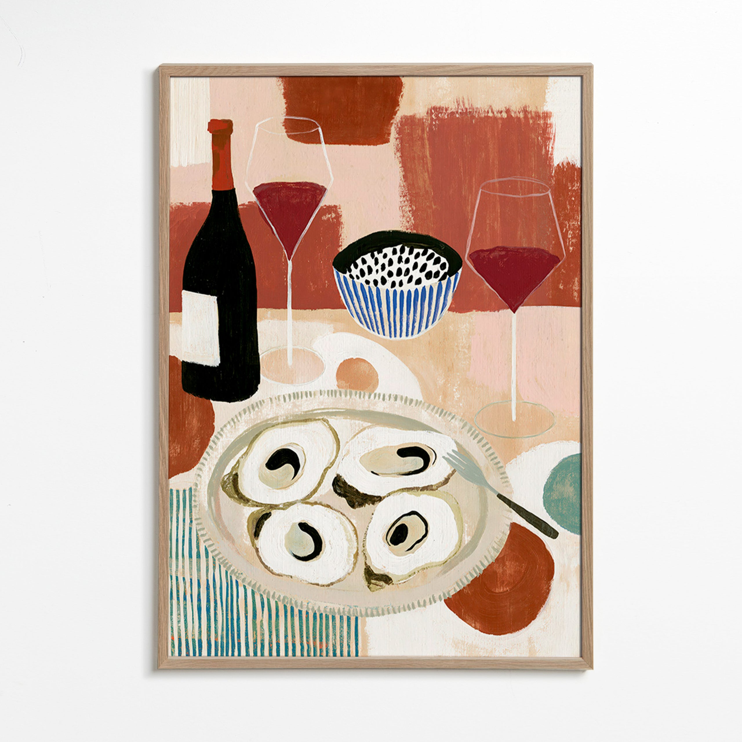 Køkkenkunst: stilleben med østers og vin