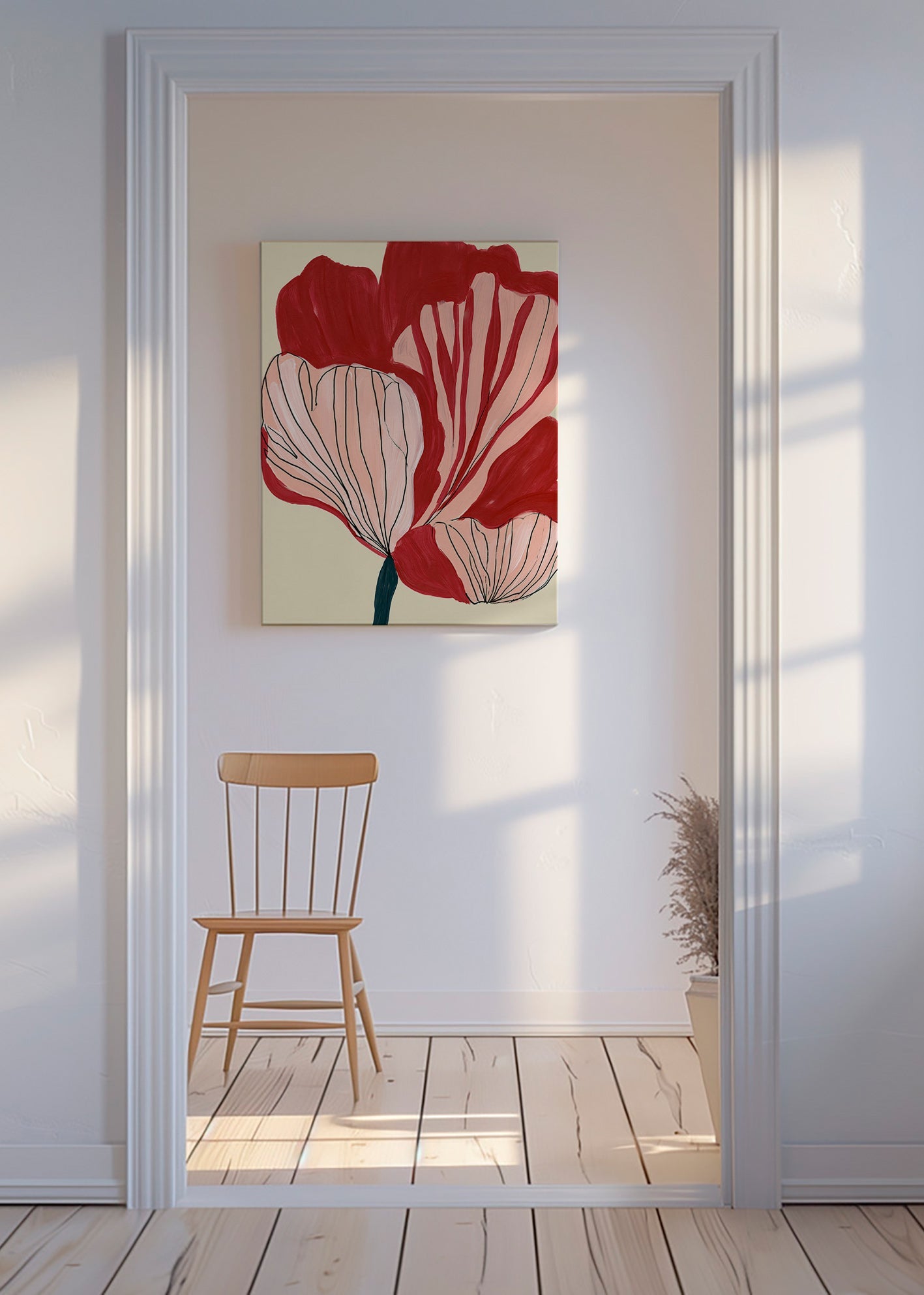 Botanisk plakat skarlagenblomster – Canvas
