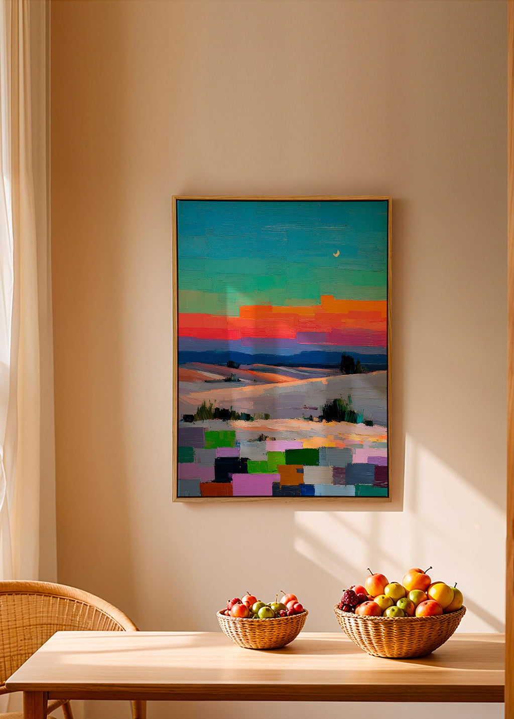 Colorfield landskab med måne
