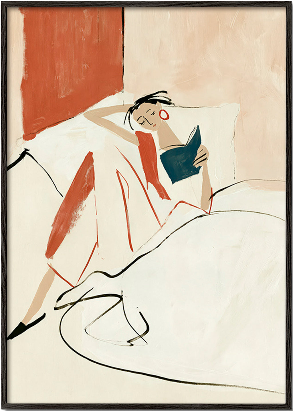 Illustration kvinde læser