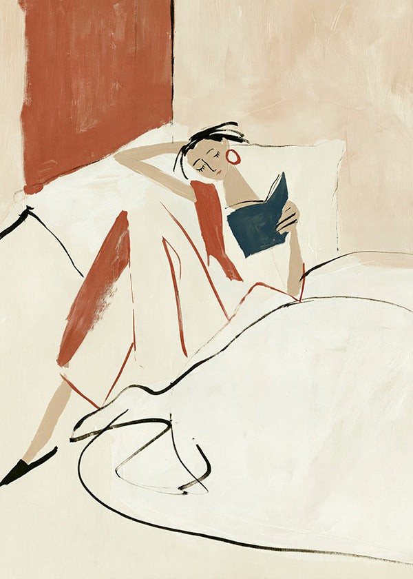 Illustration kvinde læser