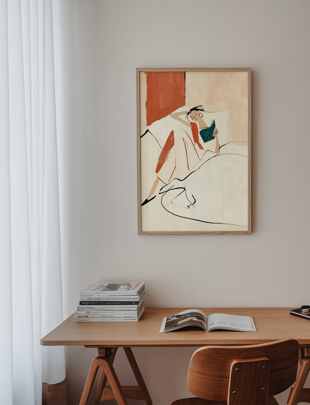 Illustration kvinde læser