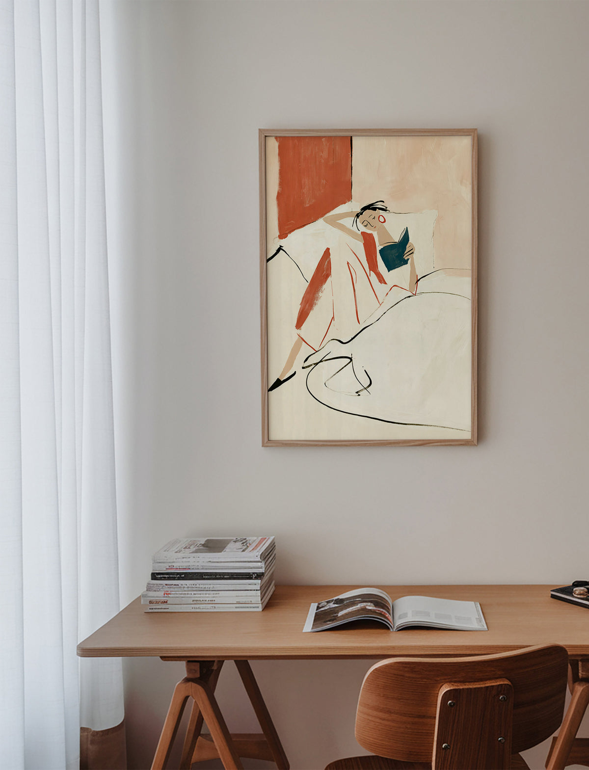 Illustration kvinde læser