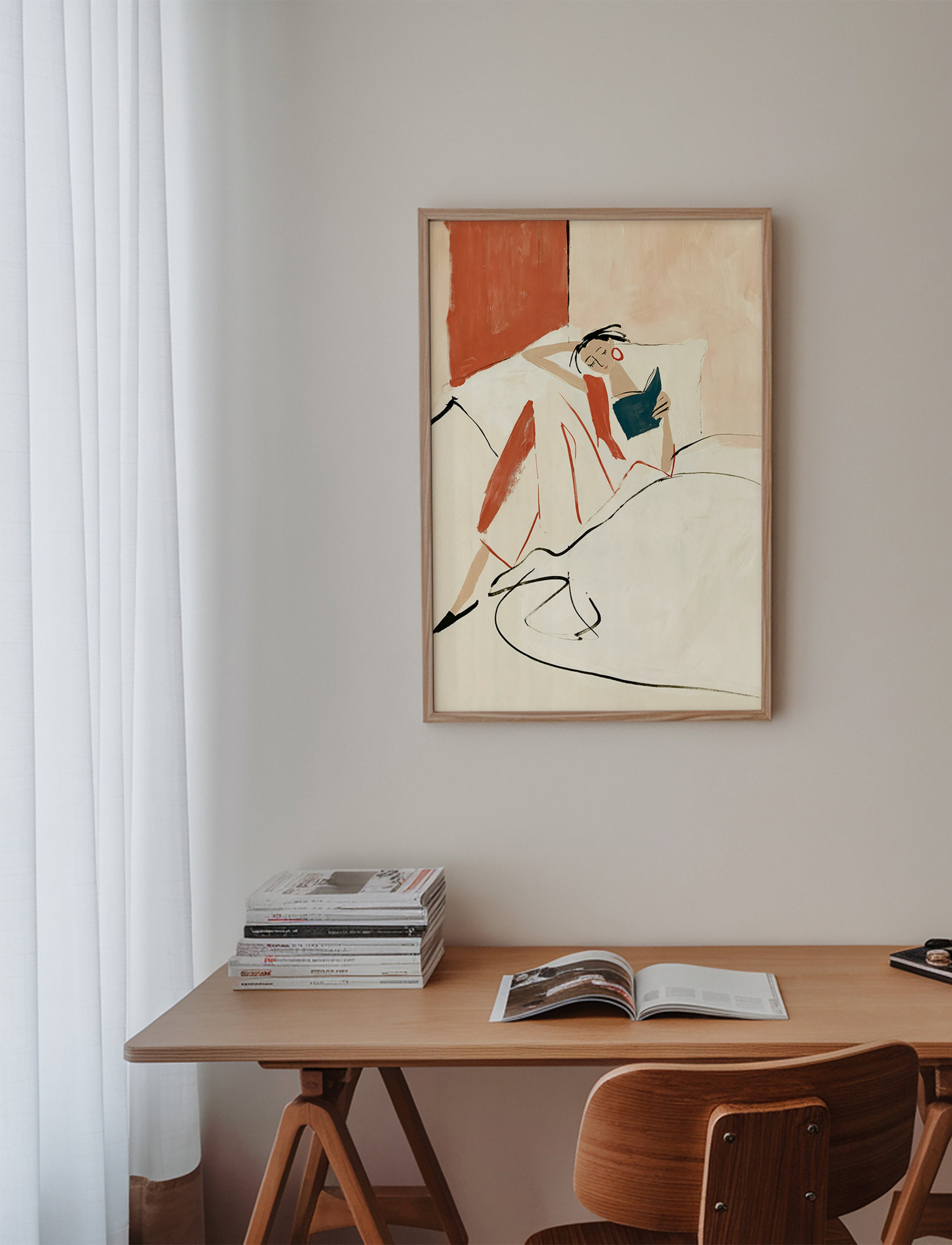 Illustration kvinde læser