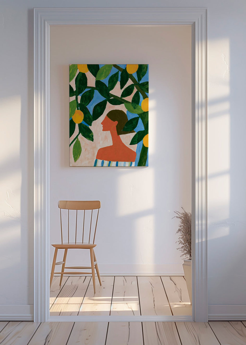 Botanisk plakat: profil mellem citrontræer