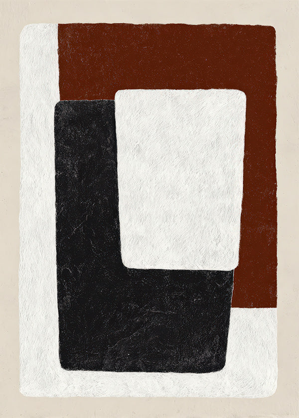 Abstrakt billede terracotta og sorte blokke