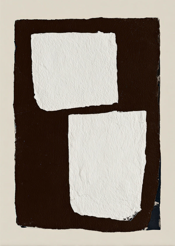 Abstrakt kunst mocha med hvide blokke