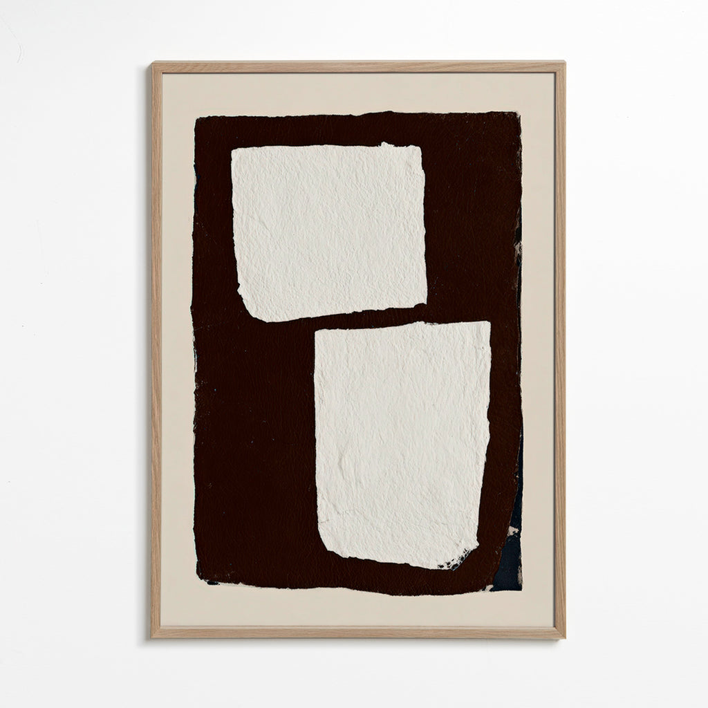 Abstrakt kunst mocha med hvide blokke