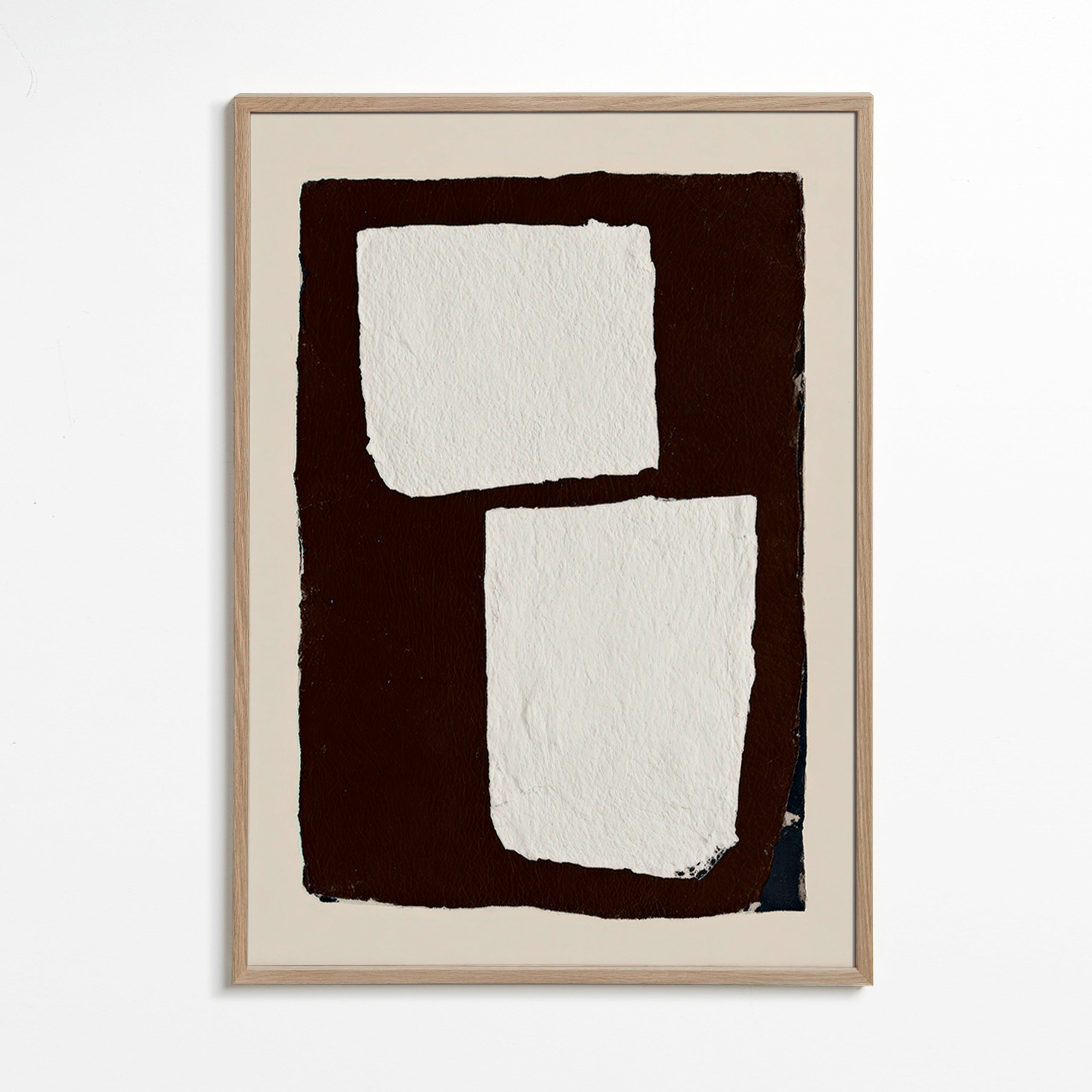 Abstrakt kunst mocha med hvide blokke