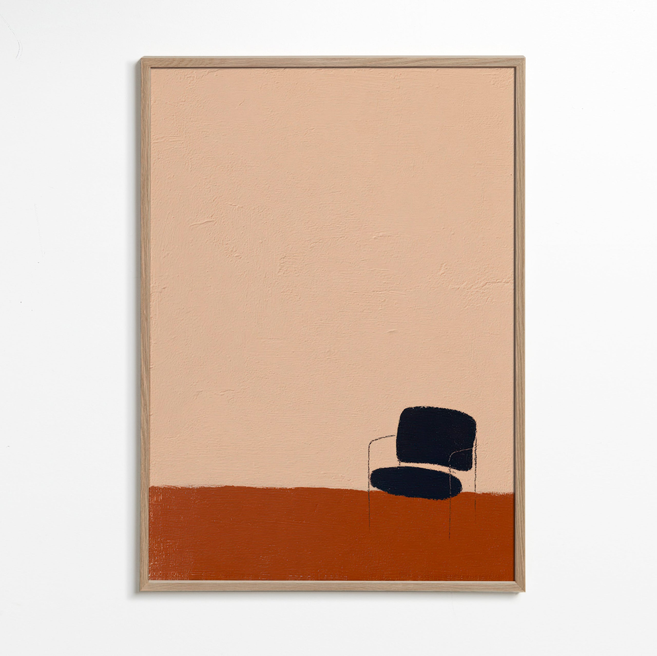 Minimalistisk plakat stol på okker gulv