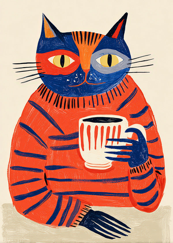Køkkenkunst med kaffe-kat