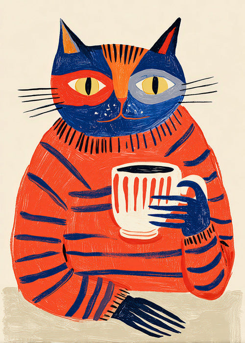Køkkenkunst med kaffe-kat