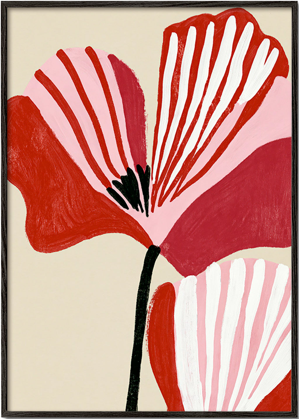 Botanisk plakat Twin Petals rosa og rød