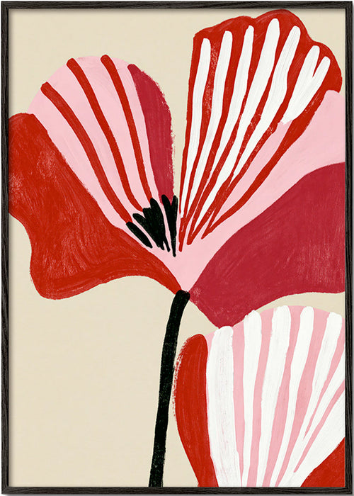 Botanisk plakat Twin Petals rosa og rød