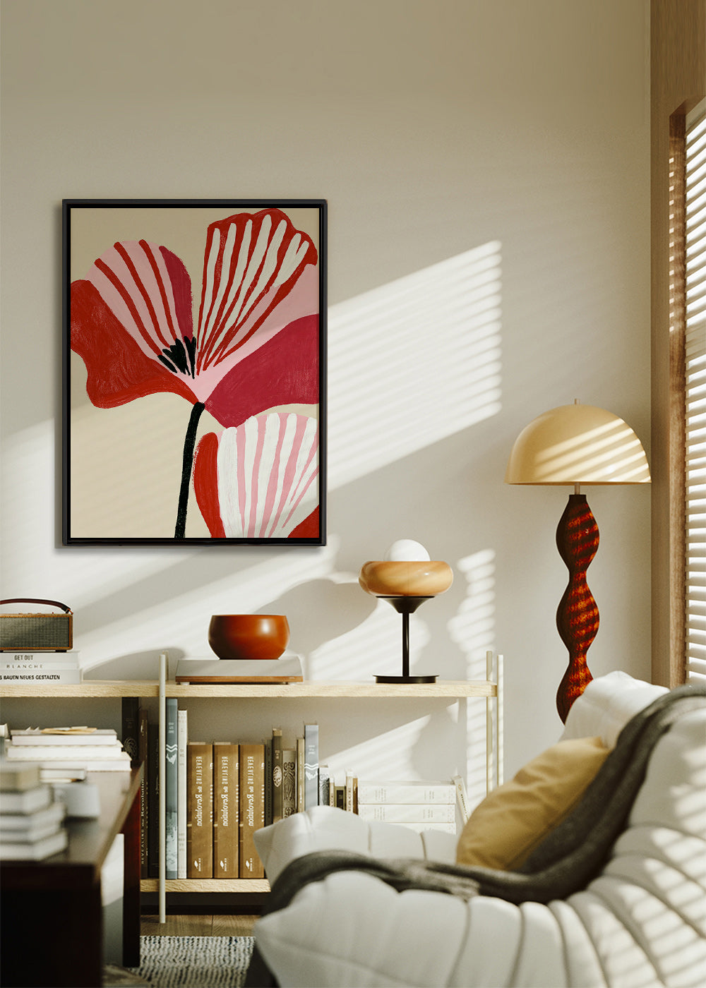Botanisk plakat Twin Petals rosa og rød