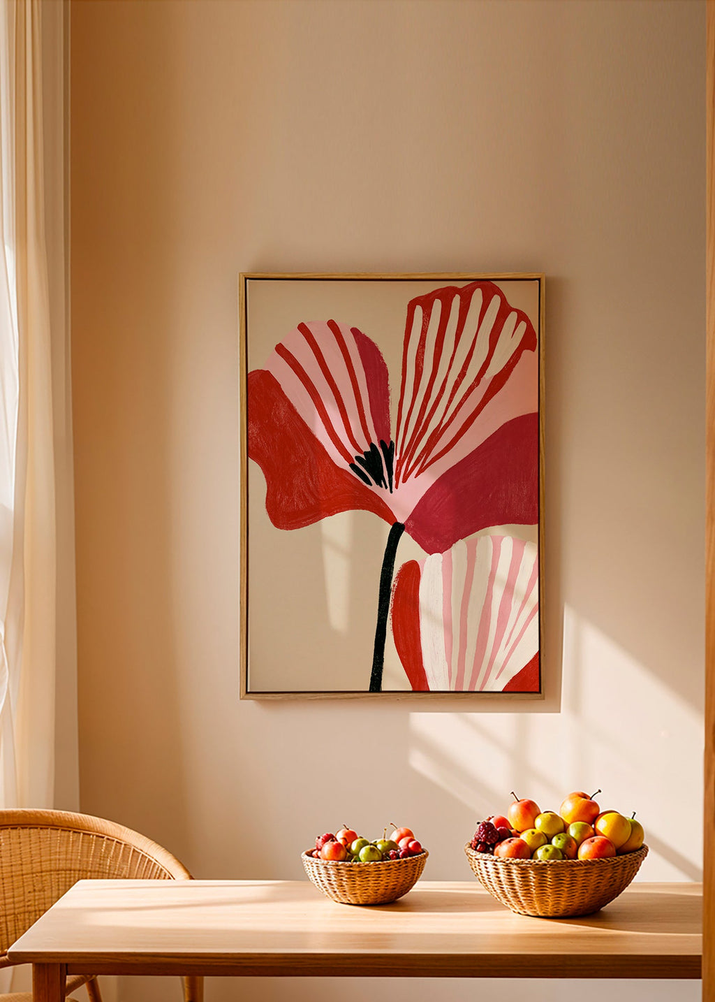Botanisk plakat Twin Petals rosa og rød