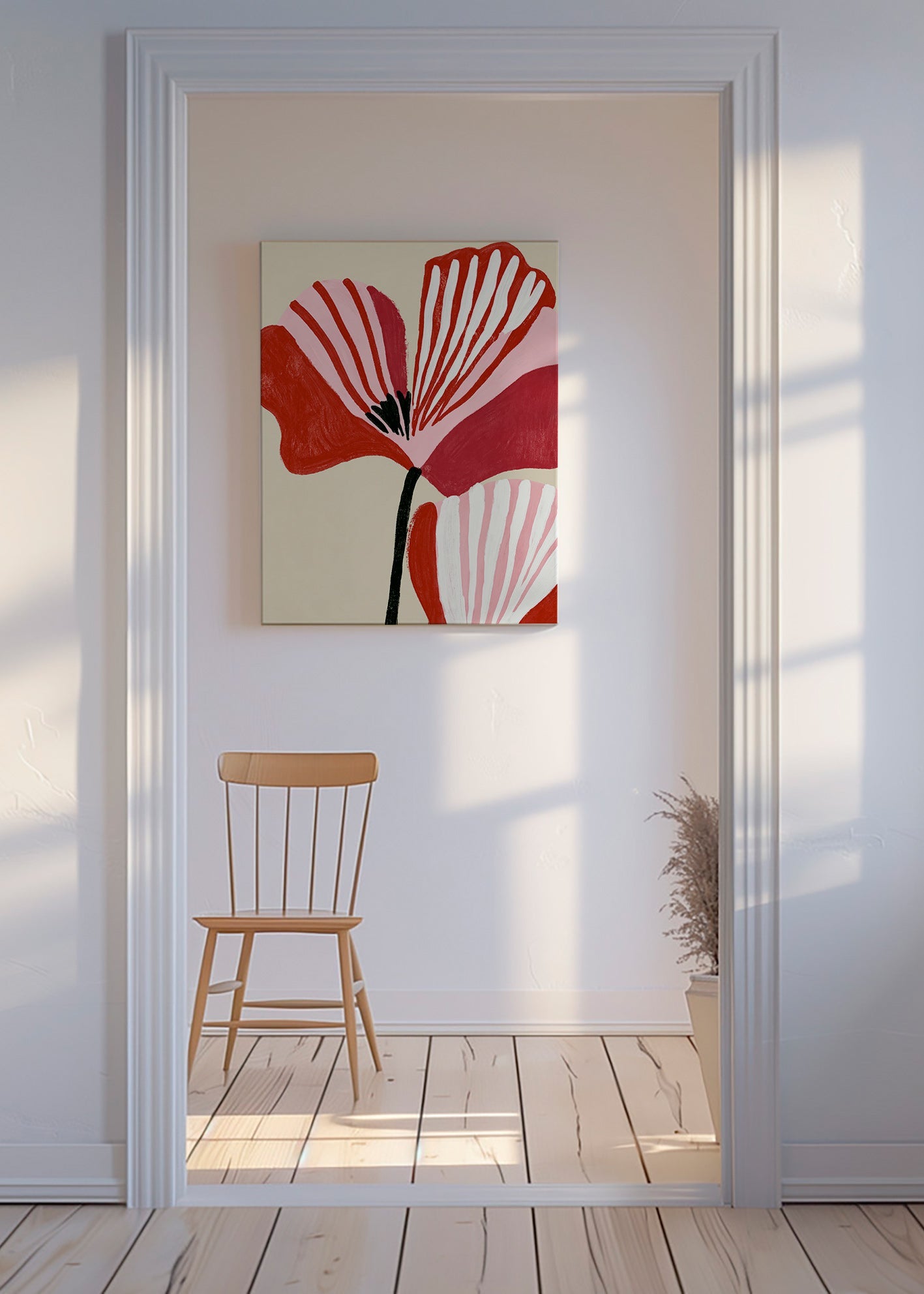 Botanisk plakat Twin Petals rosa og rød