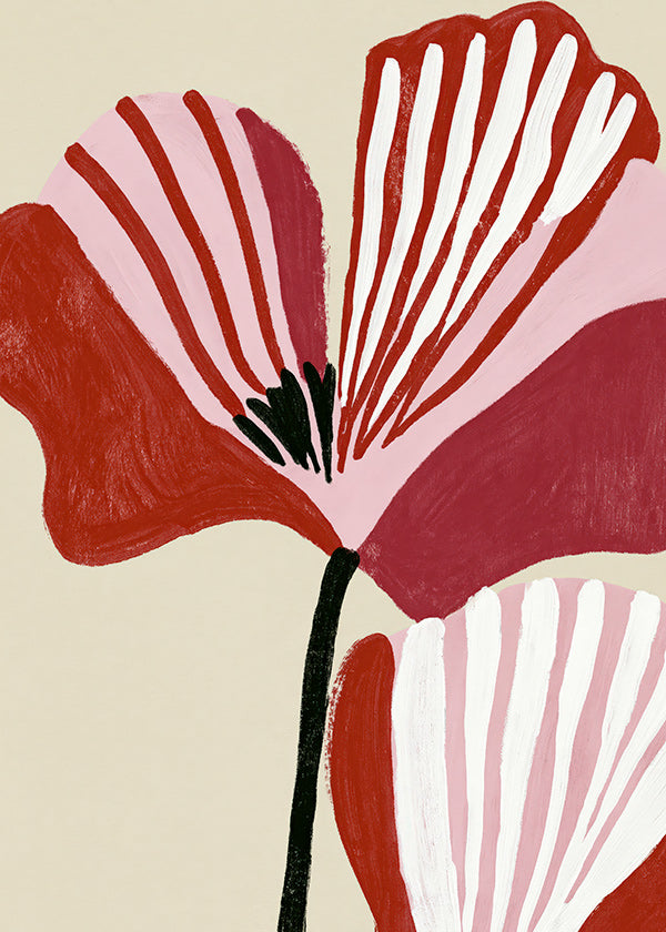 Botanisk plakat Twin Petals rosa og rød