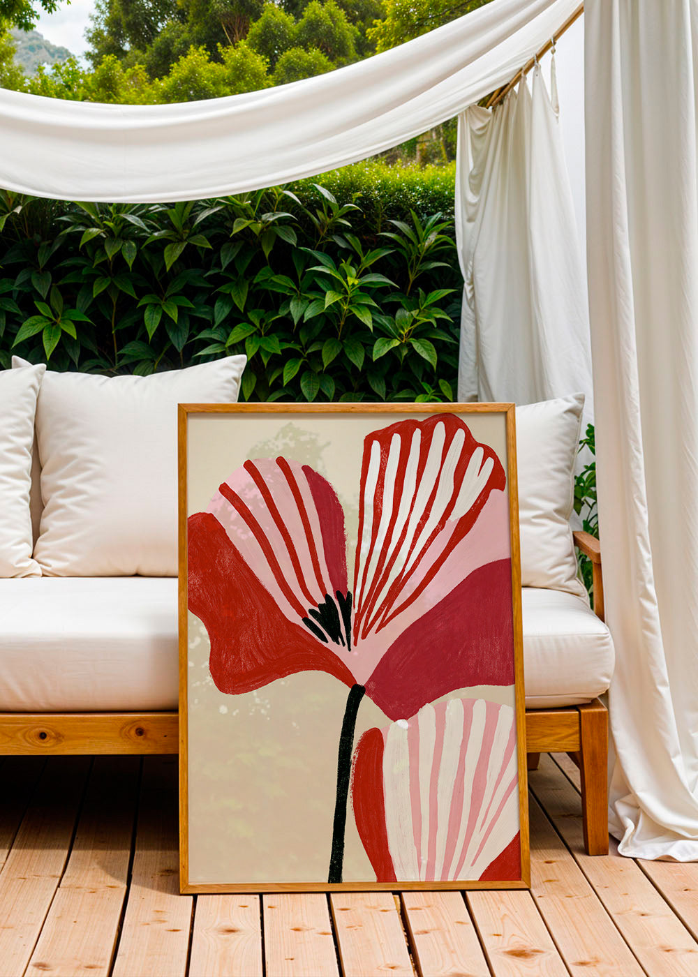 Botanisk plakat Twin Petals rosa og rød