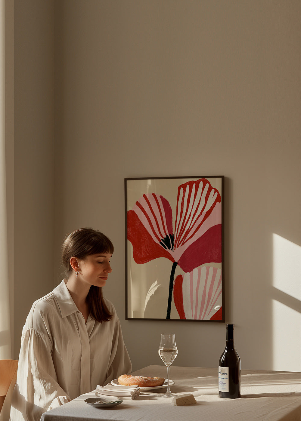 Botanisk plakat Twin Petals rosa og rød