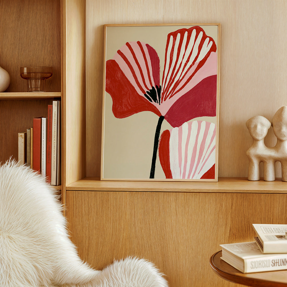 Botanisk plakat Twin Petals rosa og rød