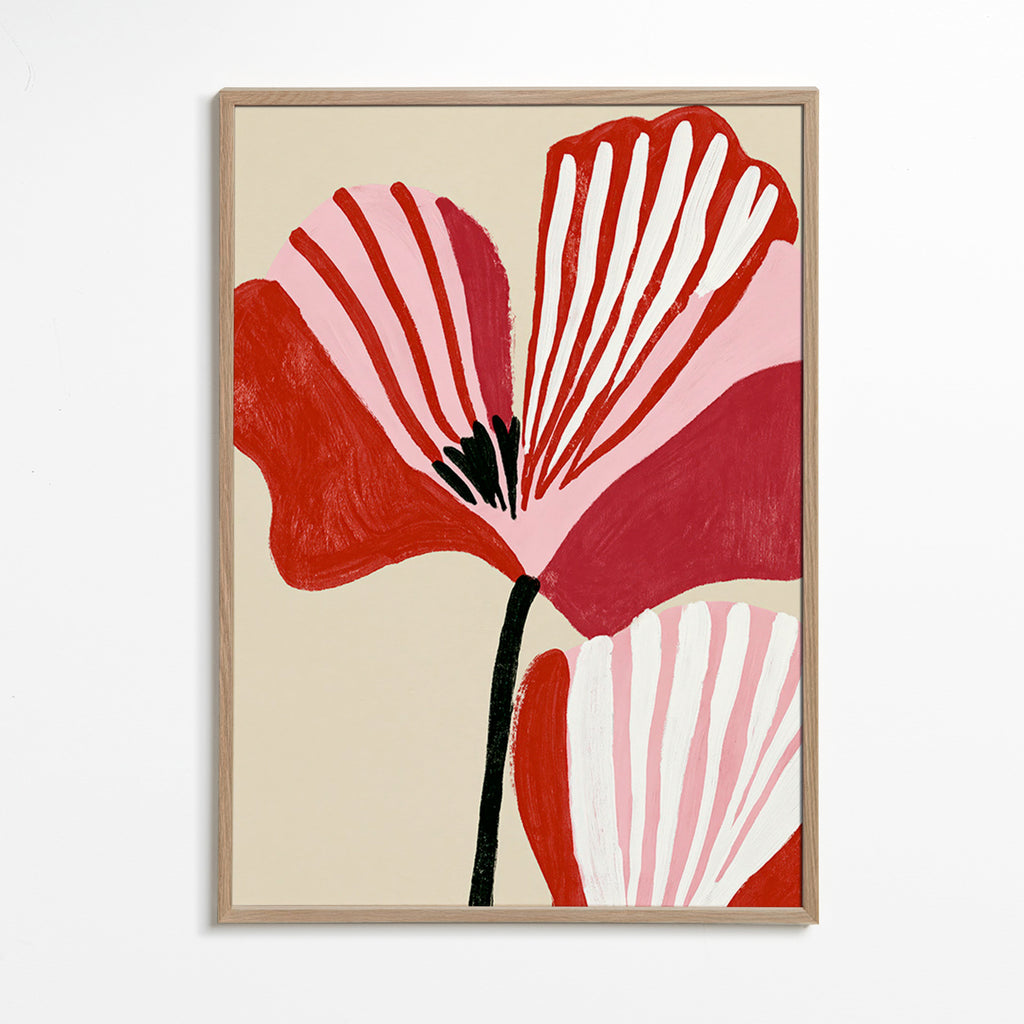 Botanisk plakat Twin Petals rosa og rød
