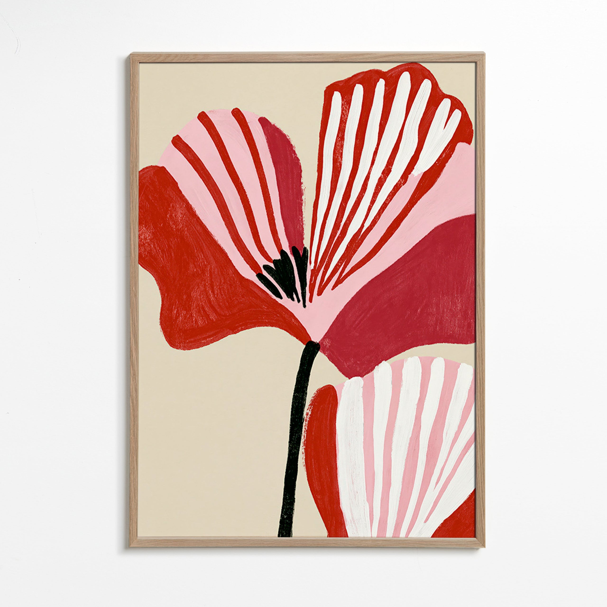 Botanisk plakat Twin Petals rosa og rød