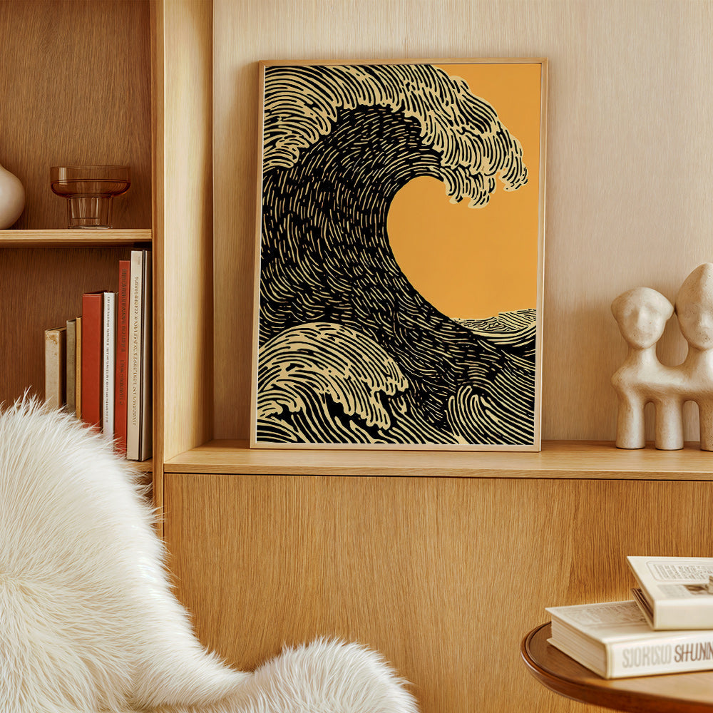 Illustration sort bølge grafik